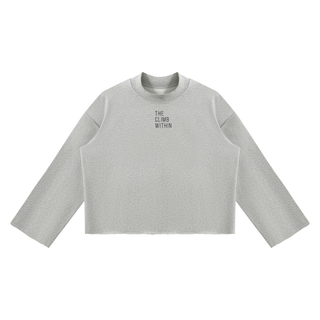 Unisex Mock Neck Raw Edge Boxy Sweatshirt